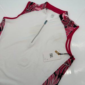 Tail Women's Novelia Print Sleeveless 1/4 Zip Golf Top Shirt, Summer Leaves/Onyx